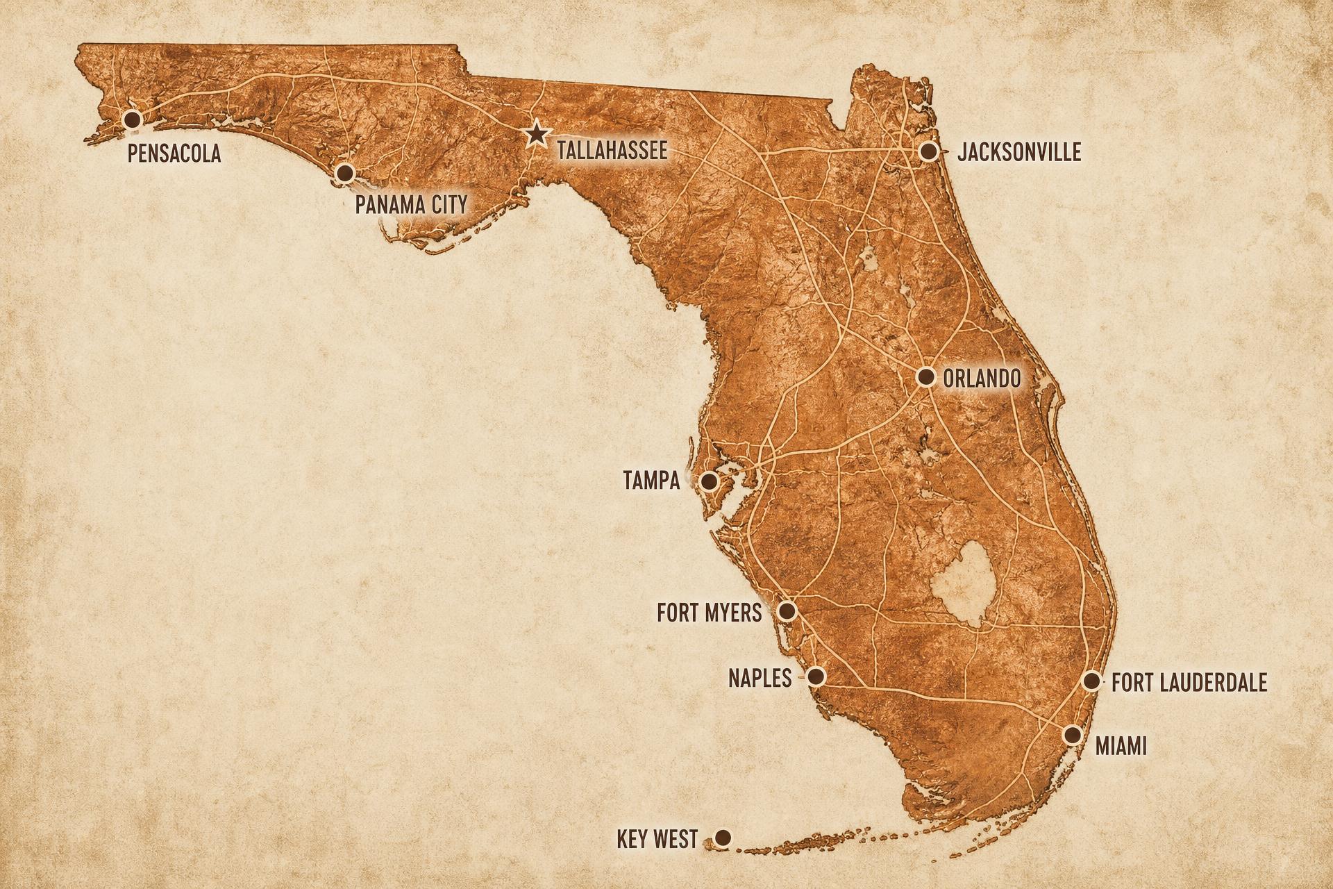 Map of Florida highlighting statewide logistics coverage
